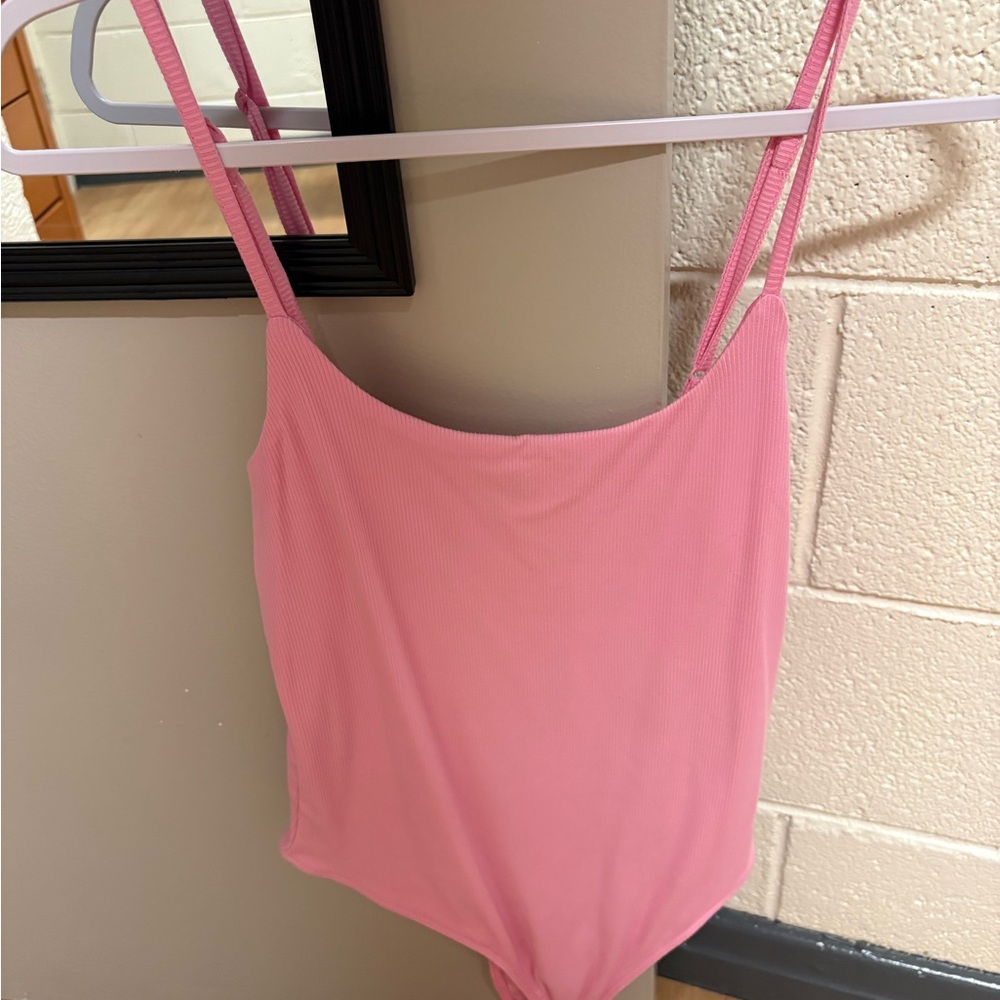 Pink Ribbed Bodysuit